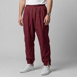 VTG Nike Team Sports Vintage 90s Nylon Track Pants Burgundy Maroon Mens Large L